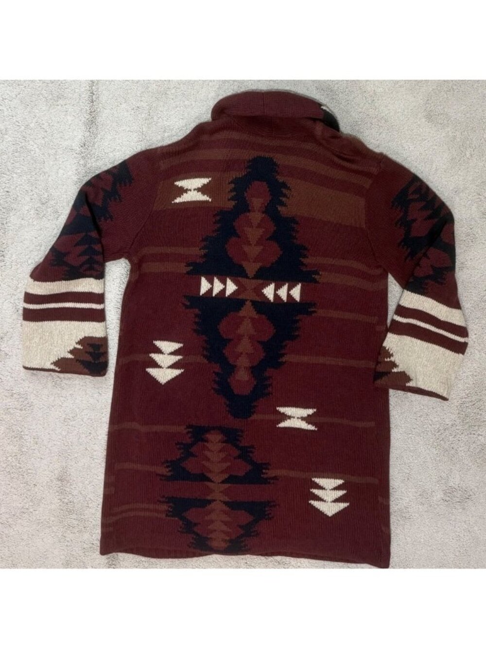 PENDLETON Cardigan Women's Size XL Graphic SweaterCoat Maroon Aztec Wool Cotton - Picture 13 of 13